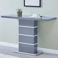 Parini Console Table with Glass Top - Grey, High Gloss