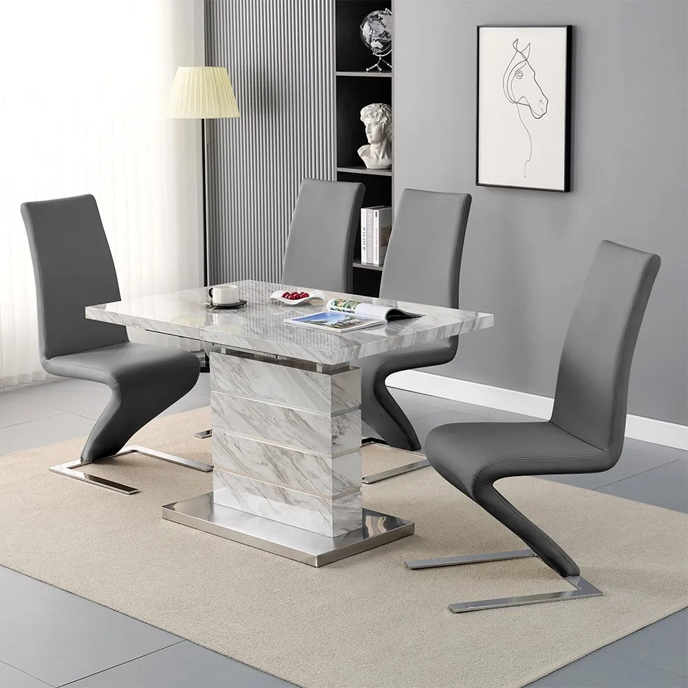 Parini Extendable Dining Set with 4 Demi Chairs - Grey