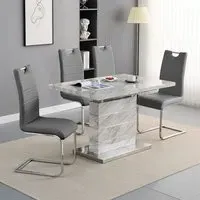 Parini Extendable Dining Set with 4 Petra Chairs - Grey