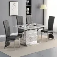 Parini Extendable Dining Set with 4 Ravenna Chairs - Grey