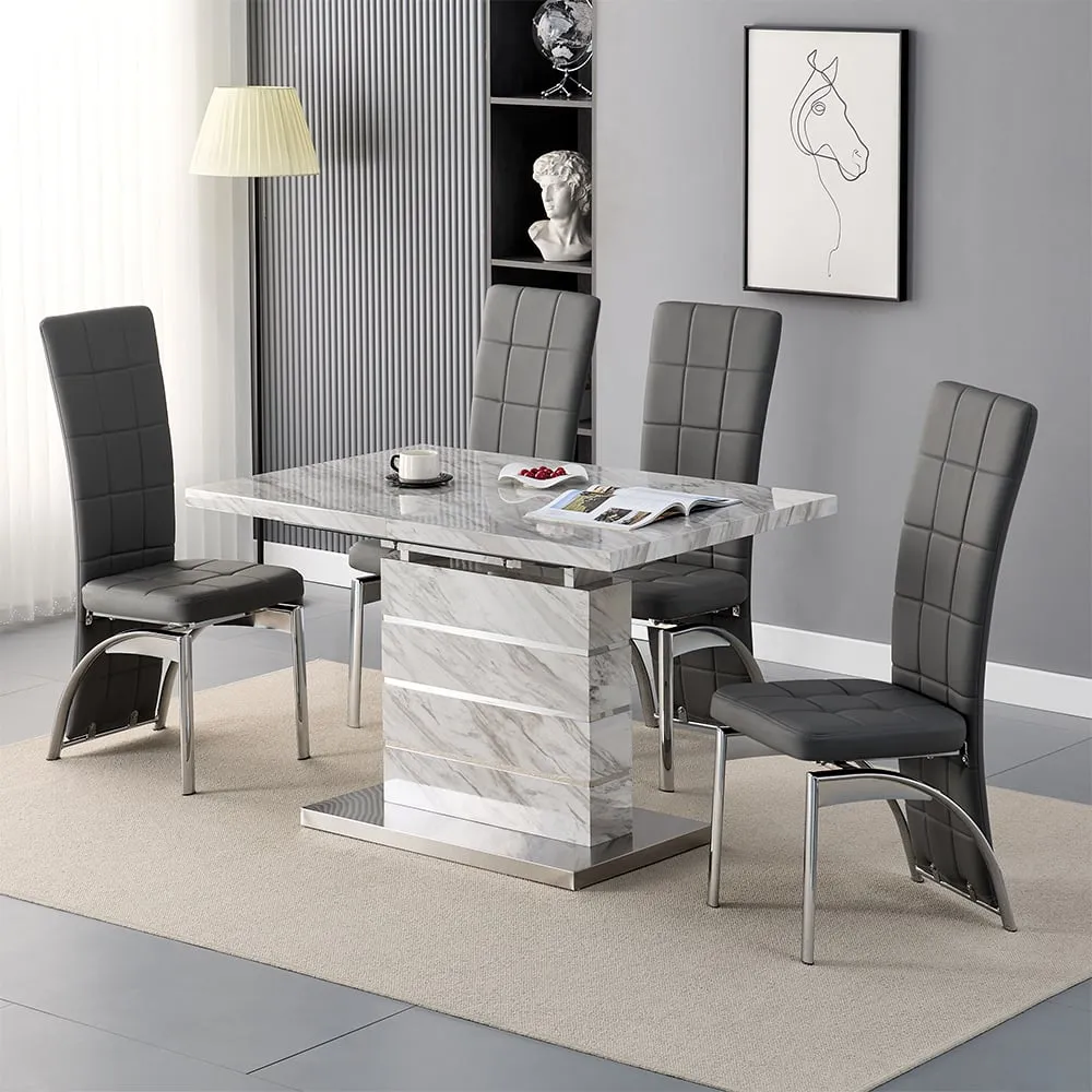 Parini Extendable Dining Set with 4 Ravenna Chairs - Grey