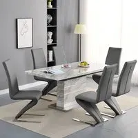 Parini Extendable Dining Set with 6 Demi Chairs - Grey
