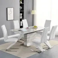 Parini Extendable Dining Set with 6 Demi Chairs - White