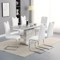 Parini Extendable Dining Set with 6 Petra Chairs - White
