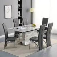 Parini Extendable Dining Set with 6 Ravenna Chairs - Grey