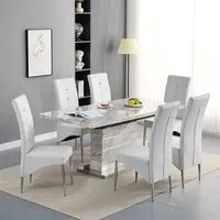 Parini Extendable Dining Set with 6 Vesta Chairs - White