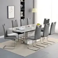 Parini Extendable Dining Set with 8 Petra Chairs - Grey