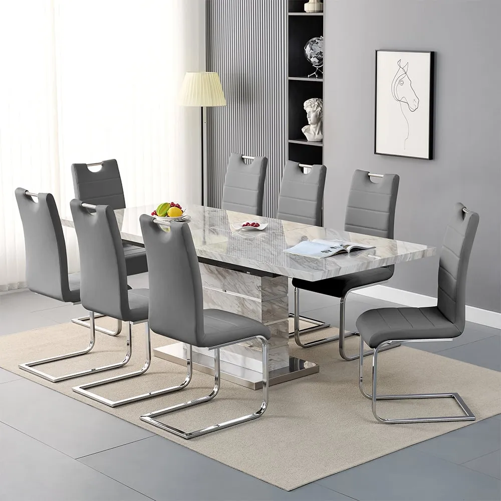 Parini Extendable Dining Set with 8 Petra Chairs - Grey image