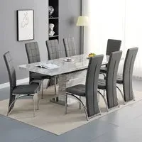 Parini Extendable Dining Set with 8 Ravenna Chairs - Grey