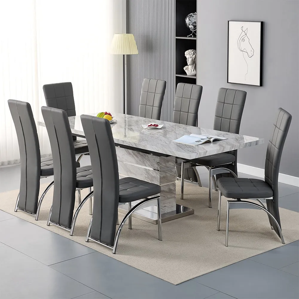 Parini Extendable Dining Set with 8 Ravenna Chairs - Grey
