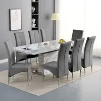 Parini Extendable Dining Set with 8 Vesta Chairs - Grey