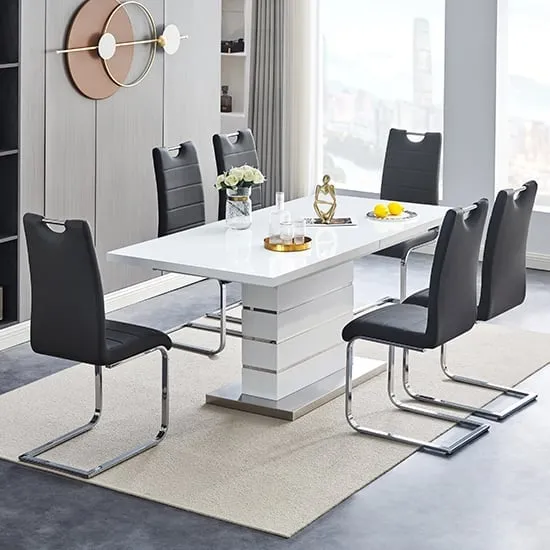 Parini Extendable Dining Table Set with 4 Petra Chairs - White image