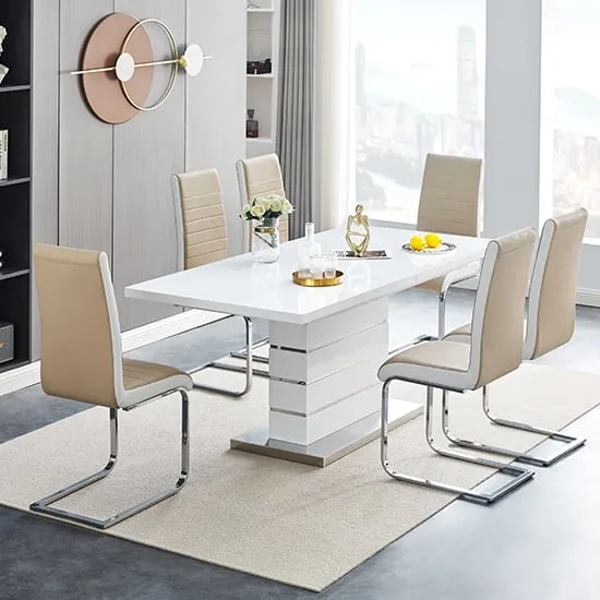 Parini Extendable Dining Table Set with 4 Symphony Chairs - White