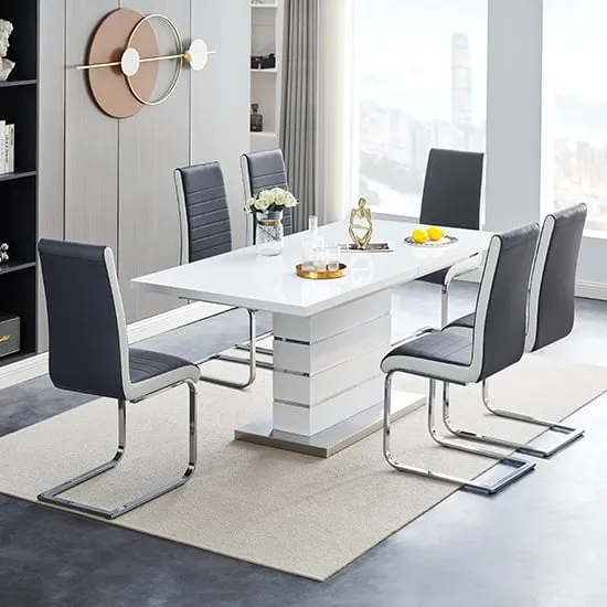 Parini Extendable Dining Table Set with 4 Symphony Chairs - White