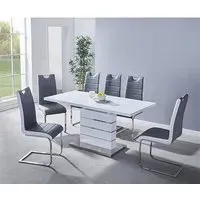 Parini Extendable Dining Table Set with 6 Petra Chairs - White