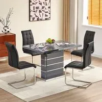 Parini Extendable Dining Table with 4 Paris Chairs - Grey
