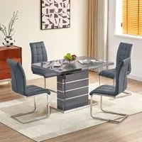 Parini Extendable Dining Table with 4 Paris Chairs - Grey