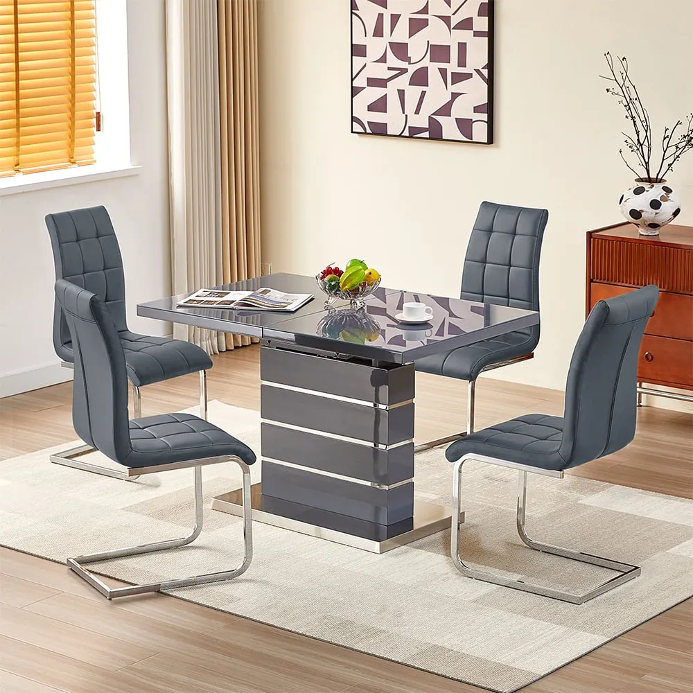 Parini Extendable Dining Table with 4 Paris Chairs - Grey