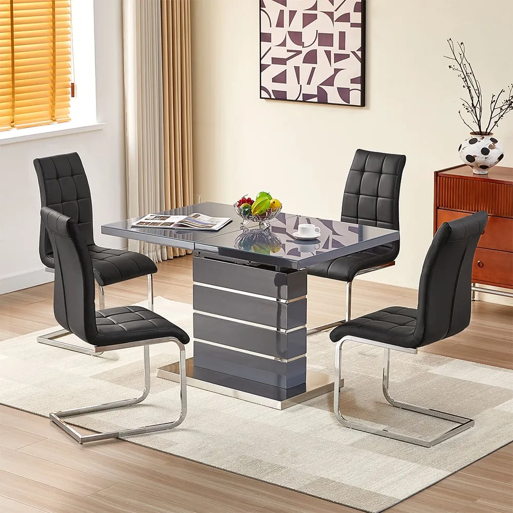 Parini Extendable Dining Table with 4 Paris Chairs - Grey