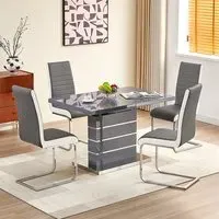 Parini Extendable Dining Table with 4 Symphony Chairs - Grey