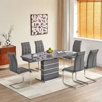 Parini Extendable Dining Table with 6 Paris Chairs - Grey