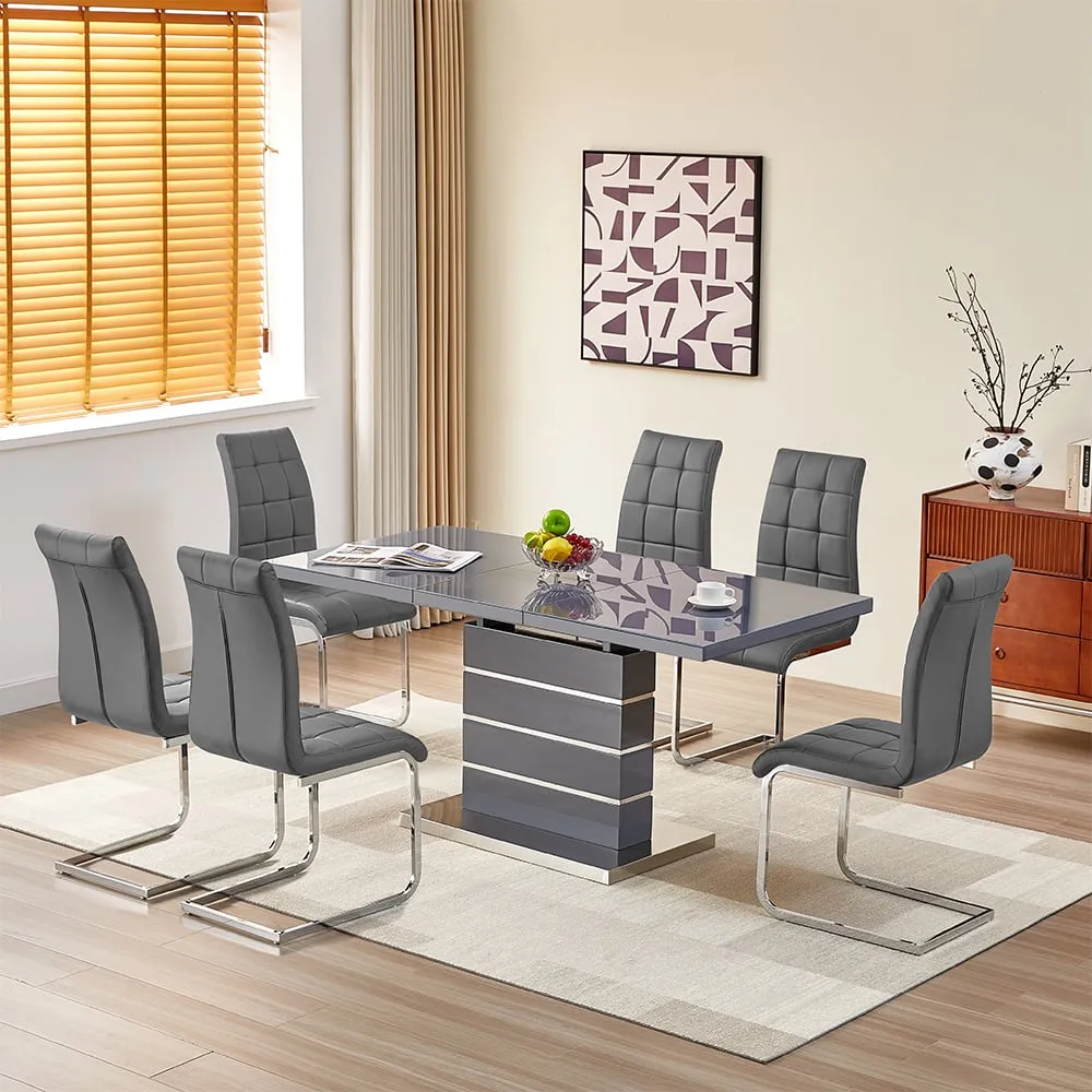 Parini Extendable Dining Table with 6 Paris Chairs - Grey