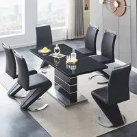 Parini Extendable Dining Table with 6 Summer Chairs - Black