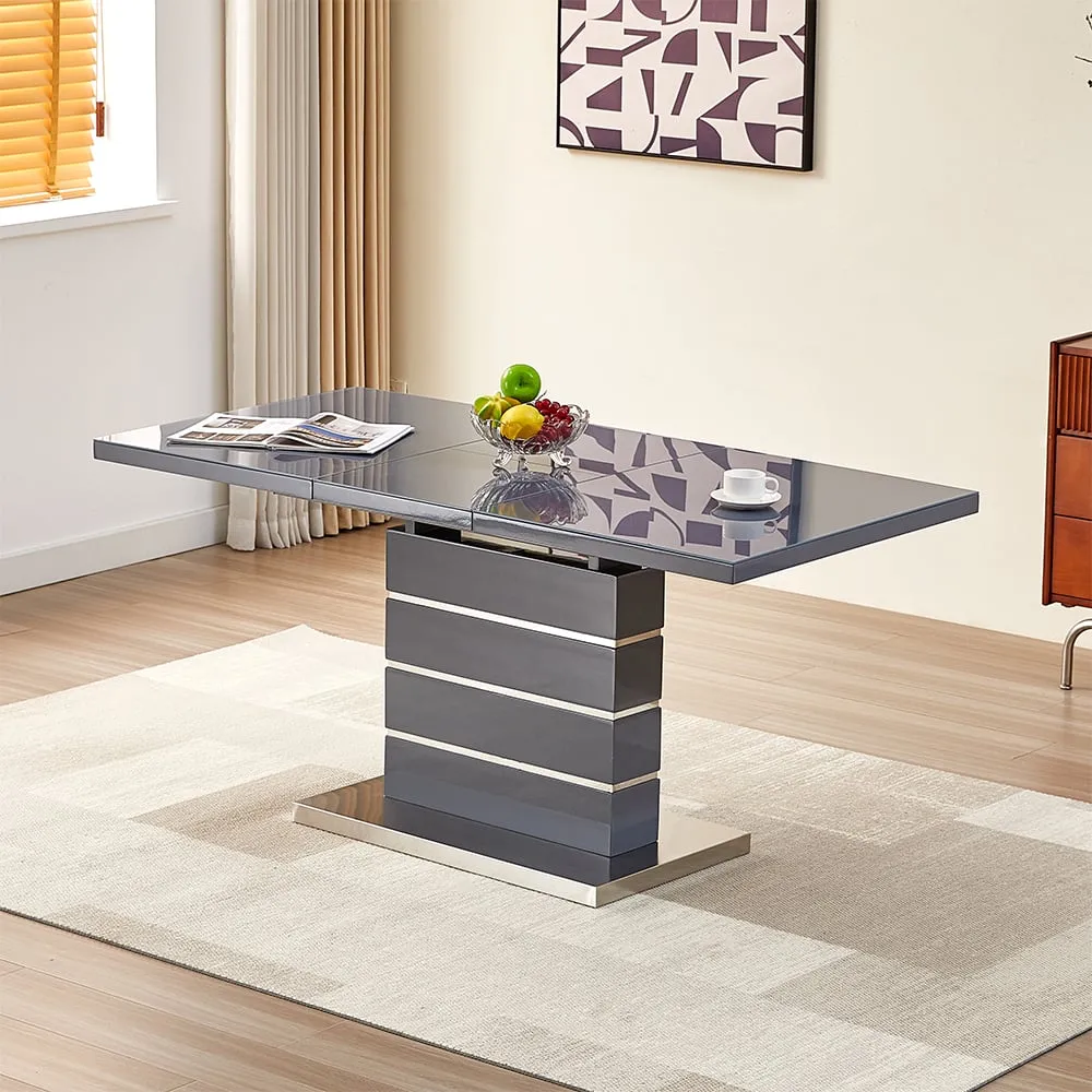 Parini Extendable Dining Table with Glass Top - Grey