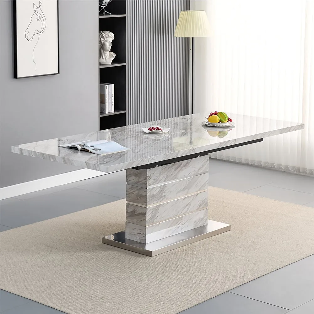 Parini Large Extendable Dining Table - Magnesia Marble Effect