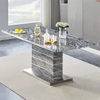 Parini Large Extendable Dining Table - Marble Effect, MDF