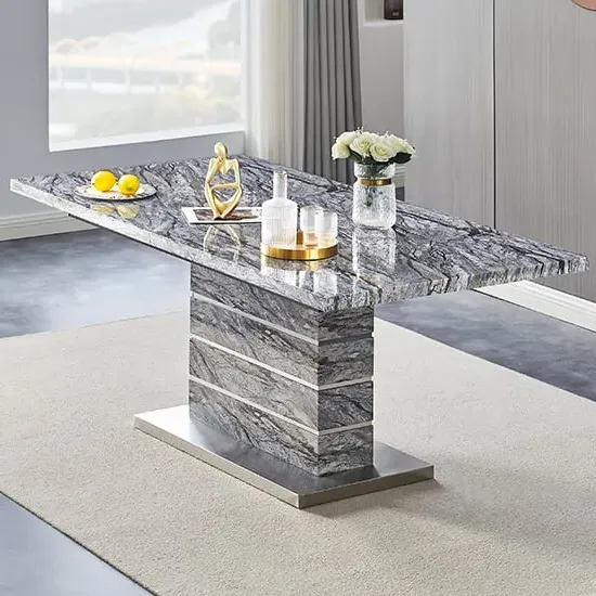 Parini Large Extendable Dining Table - Marble Effect, MDF