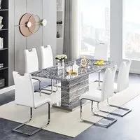 Parini Large Extendable Dining Table with 6 Petra Chairs - White