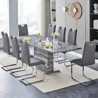 Parini Large Extendable Dining Table with 8 Petra Chairs - Grey