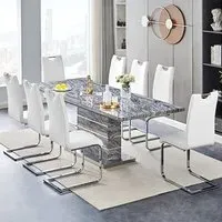 Parini Large Extendable Dining Table with 8 Petra Chairs - White