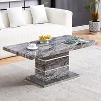Parini Rectangular Coffee Table - Marble Effect, High Gloss