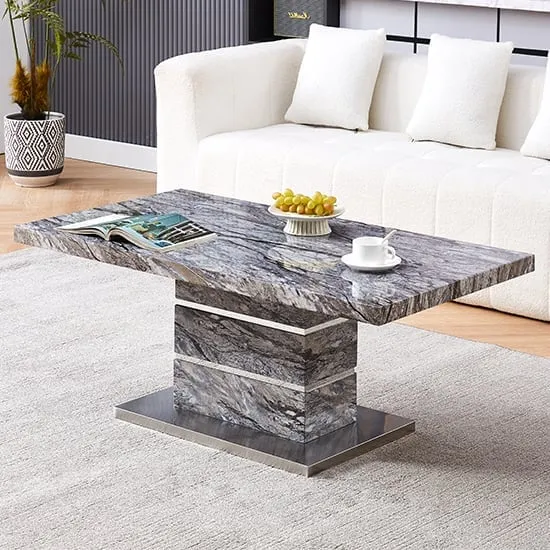 Parini Rectangular Coffee Table - Marble Effect, High Gloss image