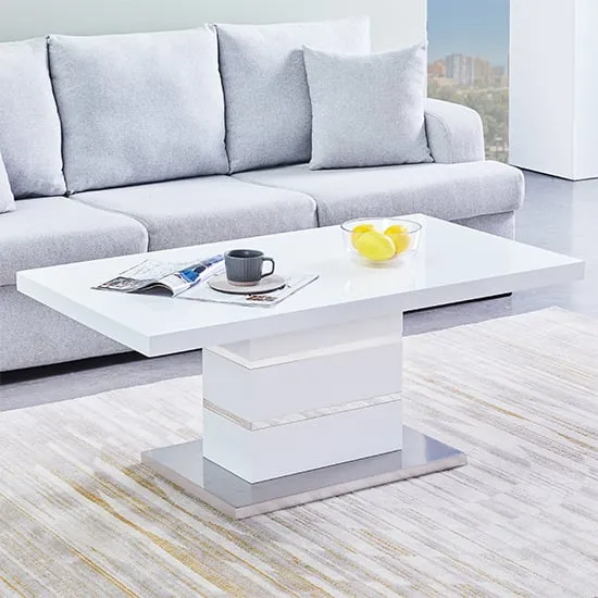 Parini Rectangular Coffee Table - White, High Gloss