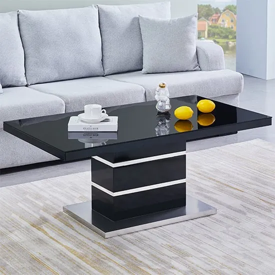 Parini Rectangular Coffee Table with Glass Top - Black