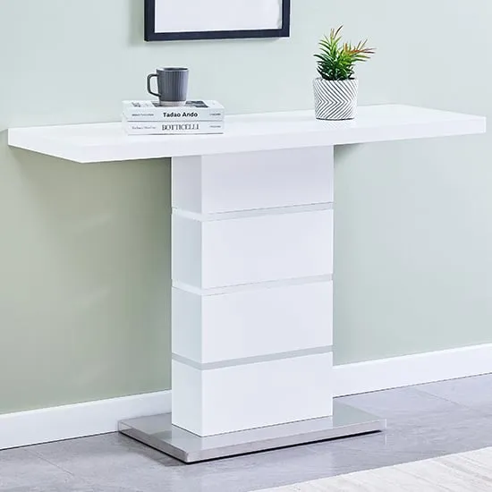Parini Rectangular Console Table - White, High Gloss