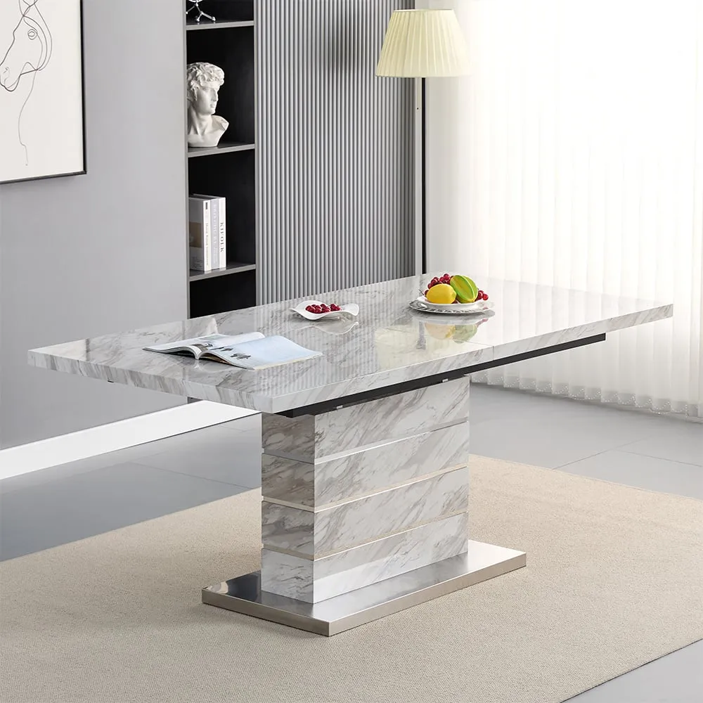Parini Small Extendable Dining Table - Magnesia Marble Effect