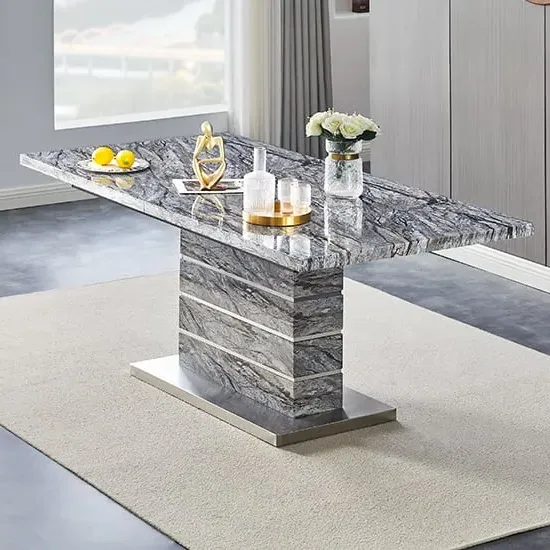 Parini Small Extendable Dining Table - Marble Effect, MDF image