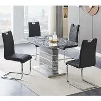 Parini Small Extendable Dining Table with 4 Petra Chairs - Black