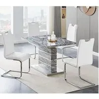 Parini Small Extendable Dining Table with 4 Petra Chairs - White