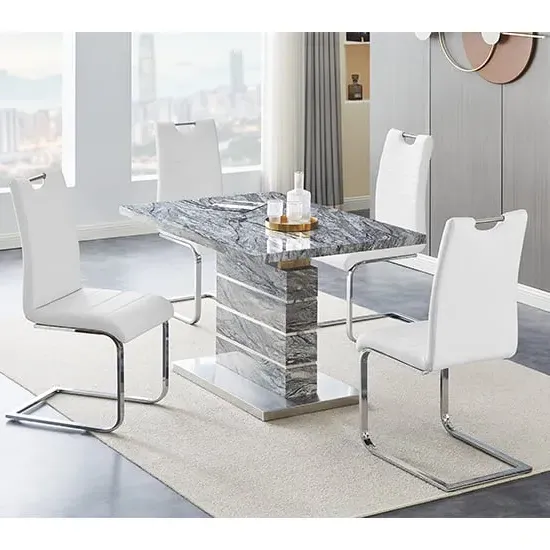Parini Small Extendable Dining Table with 4 Petra Chairs - White