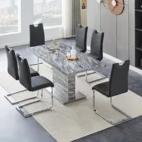 Parini Small Extendable Dining Table with 6 Petra Chairs - Black