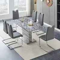Parini Small Extendable Dining Table with 6 Petra Chairs - Grey