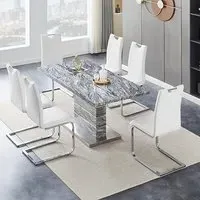 Parini Small Extendable Dining Table with 6 Petra Chairs - White