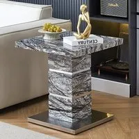 Parini Square Lamp Table - Melange Marble Effect, MDF alternate view