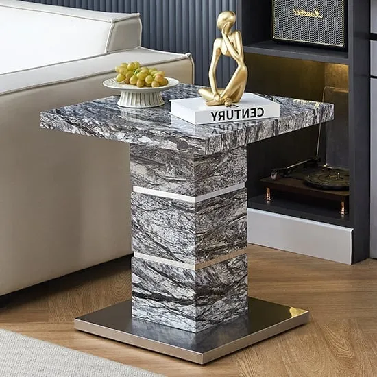 Parini Square Lamp Table - Melange Marble Effect, MDF product