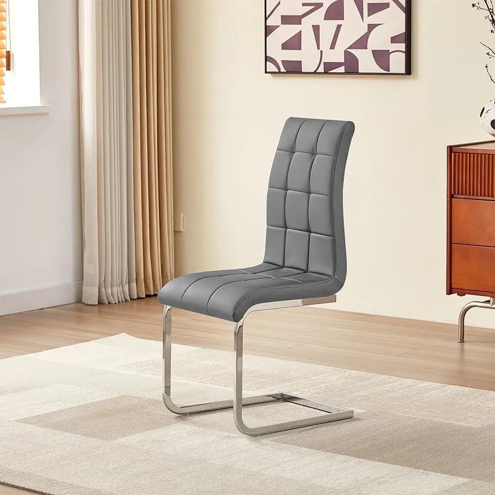 Paris Dining Chair - Grey, Faux Leather